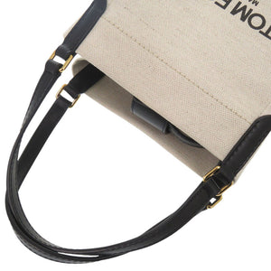 新品同様 トムフォード 2way L1775024AAX キャンバス/レザー ホワイト トートバッグ 白 0568【中古】TOM FORD