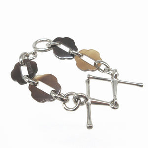 美品 エルメス ムスクトン シルバー925 バッファローホーン ブラウン 茶 ブレスレット 0572【中古】HERMES