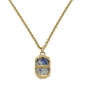 美品 ディオール CDアイコン ロゴ ゴールド ブルー ネックレス アクセサリー 0575 【中古】 Dior