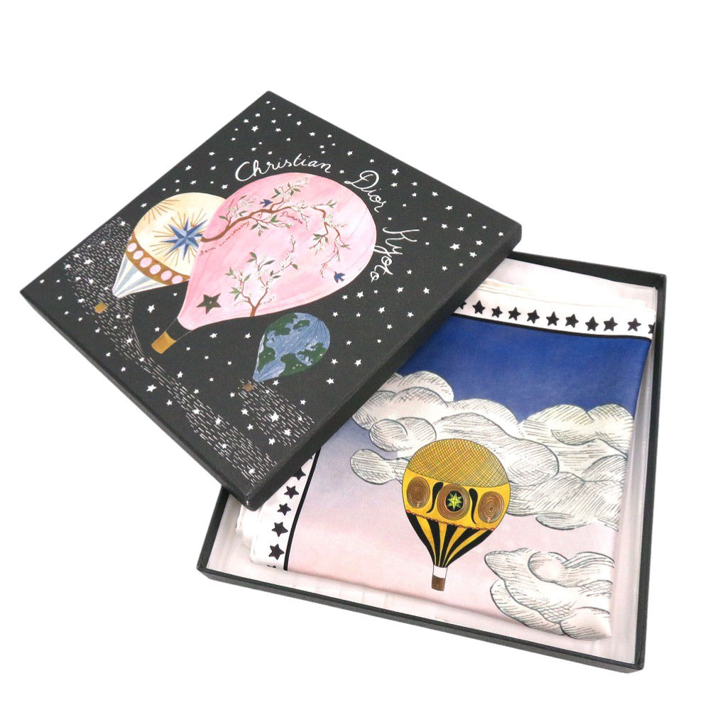 美品 クリスチャンディオール 気球 シルク マルチカラー スカーフ 0577【中古】Christian Dior