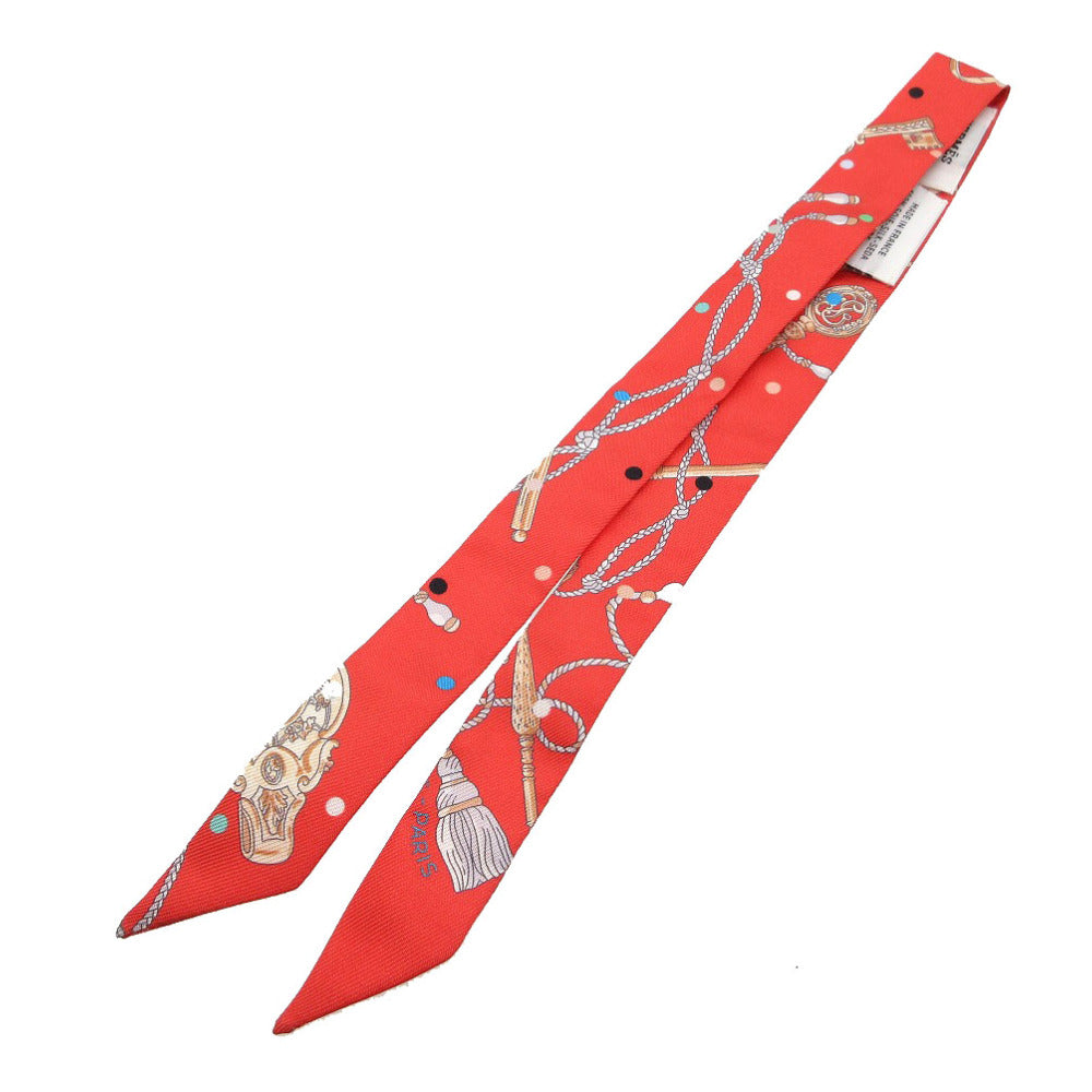 新品同様 エルメス ツイリードール レクレアポア 鍵 水玉 スカーフ シルク グレナデン/ベージュ/マルチカラー 0585【中古】HERMES