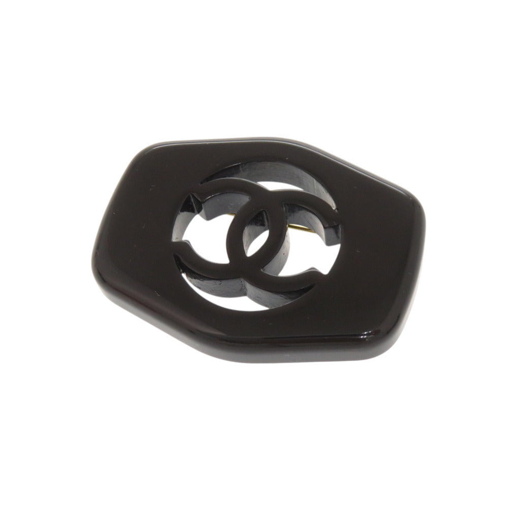 美品 シャネル ココマーク 97P ヴィンテージ プラスチック ブラック ブローチ 0593 【中古】 CHANEL