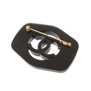 美品 シャネル ココマーク 97P ヴィンテージ プラスチック ブラック ブローチ 0593 【中古】 CHANEL