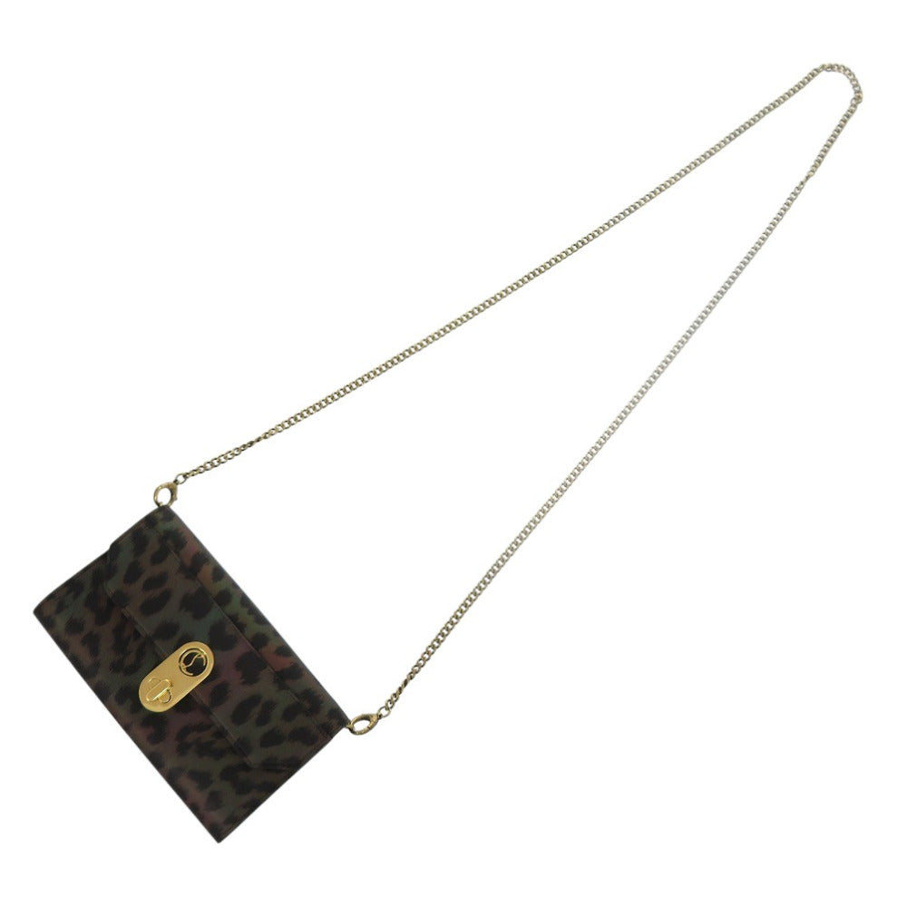 新品同様 クリスチャンルブタン 2WAY チェーンウォレット エリサ レザー ブラック レオパード カモフラージュ 迷彩 長財布 0604【中古】Christian Louboutin