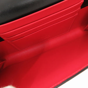 新品同様 クリスチャンルブタン 2WAY チェーンウォレット エリサ レザー ブラック レオパード カモフラージュ 迷彩 長財布 0604【中古】Christian Louboutin