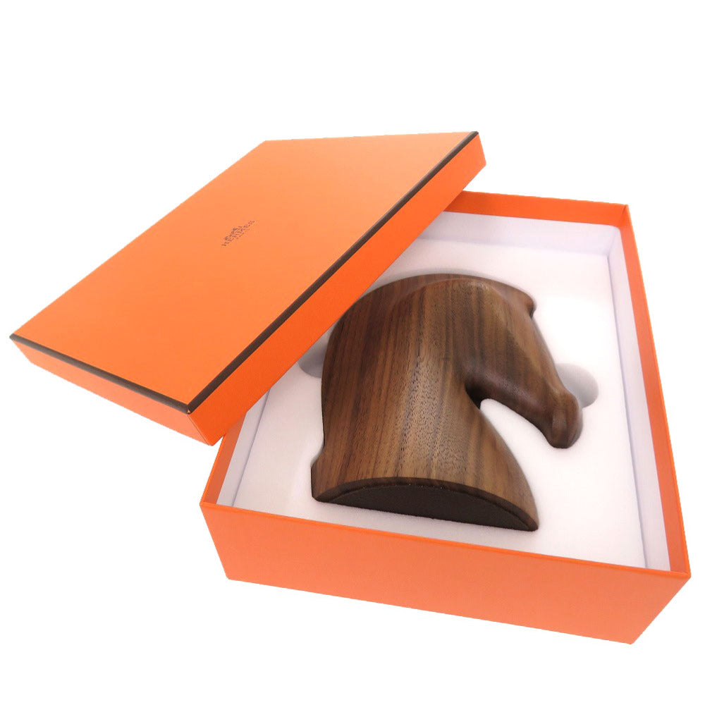 未使用 エルメス サマルカンド ペーパーウェイト マホガニー ブラウン オブジェ 馬 ホース ウッド 0606 【中古】 HERMES