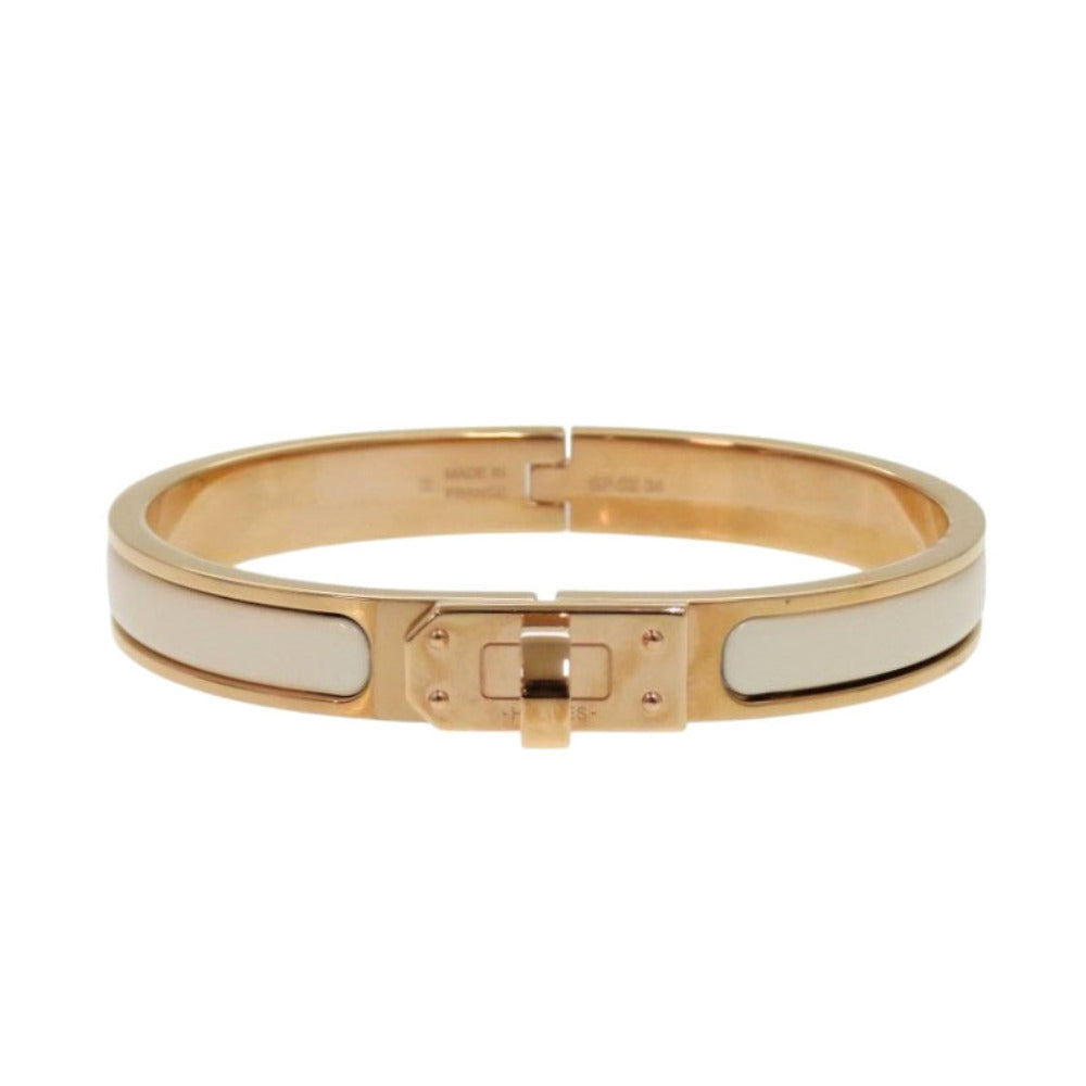 新品同様 エルメス ミニ クリック ケリー PM SP0234 メタル ホワイト ゴールド金具 ブレスレット 白 0608【中古】HERMES