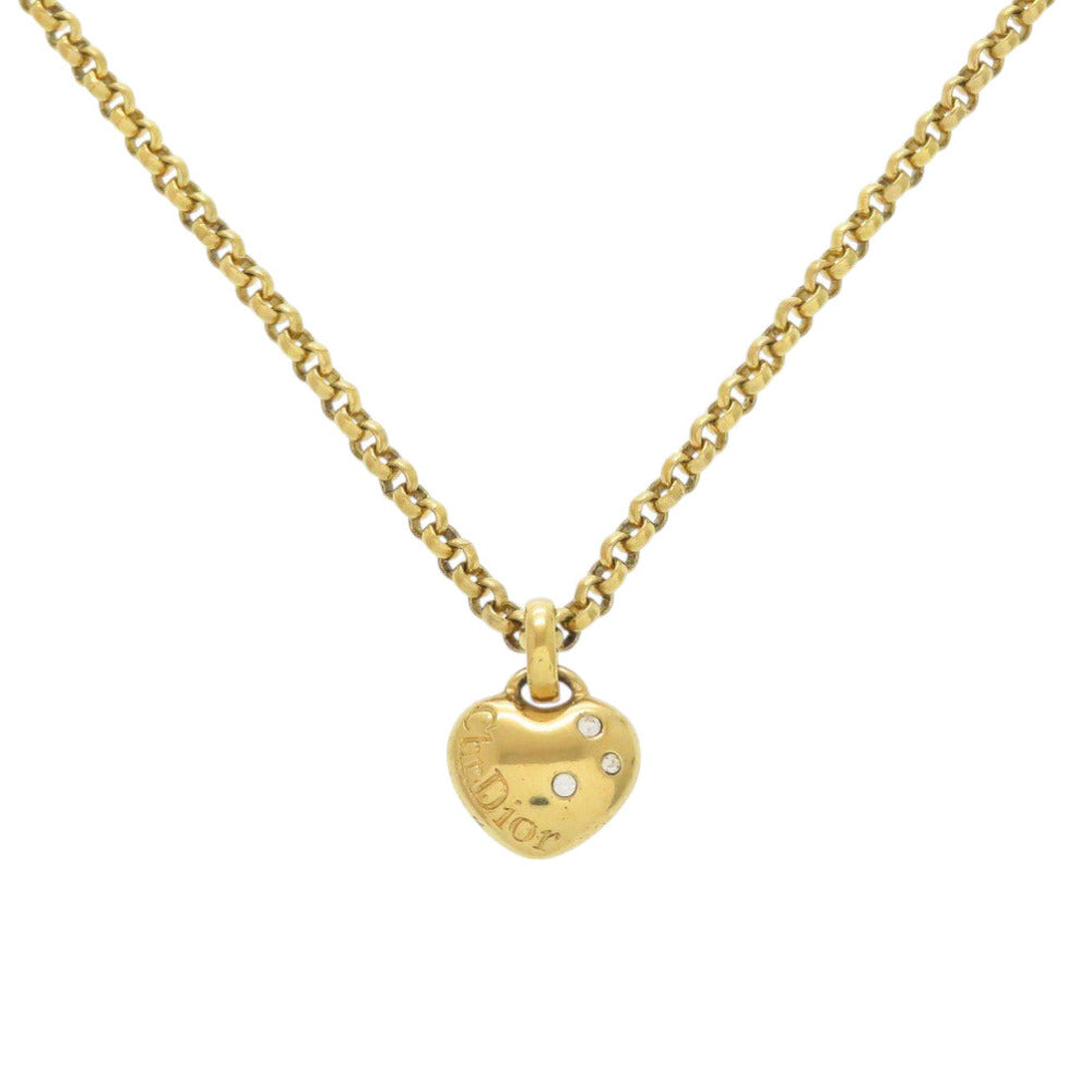 美品 ディオール ハート メタル ゴールド ネックレス 0654【中古】Dior