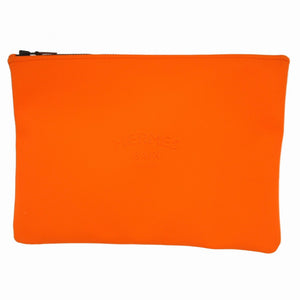 美品 エルメス ネオバンGM ポリアミド オレンジ クラッチバッグ ポーチ 0675【中古】HERMES