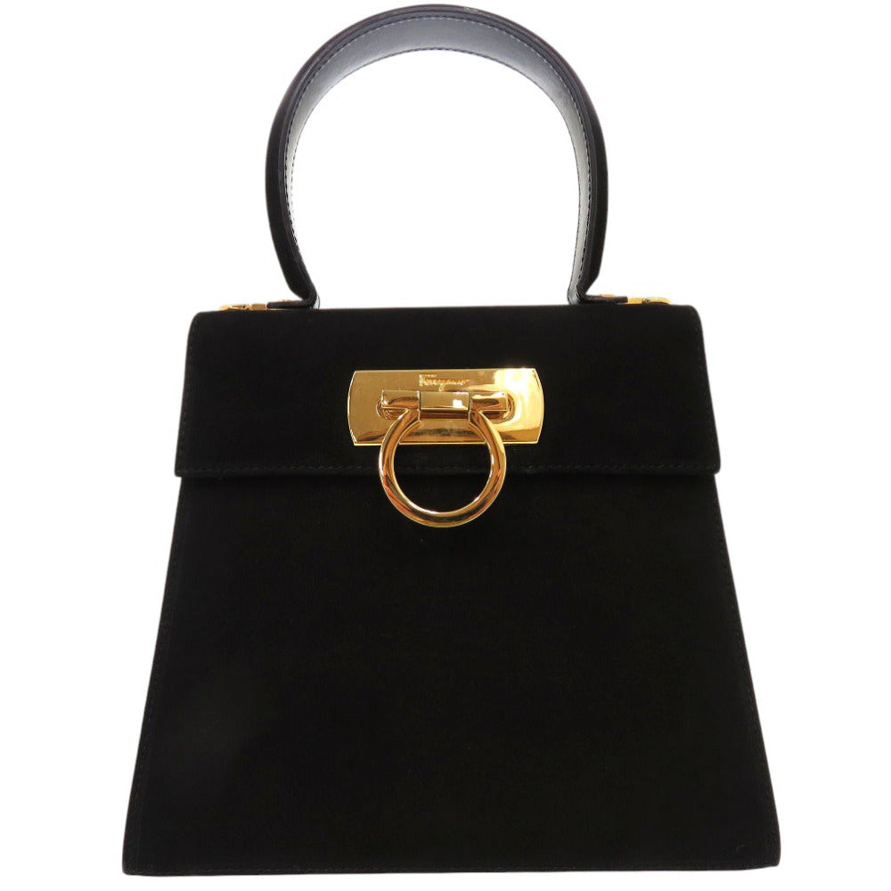 美品 サルヴァトーレフェラガモ ガンチーニ ハンドバッグ AQ-212193 ブラック 0700【中古】Salvatore Ferragamo