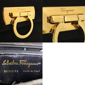 美品 サルヴァトーレフェラガモ ガンチーニ ハンドバッグ AQ-212193 ブラック 0700【中古】Salvatore Ferragamo