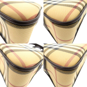 新品同様 バーバリー ノバチェック PVCコーティングキャンバス/レザー ベージュ ハンドバッグ 茶 0702【中古】BURBERRY