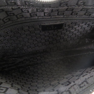 美品 グッチ ロゴ キャンバス ブラック ショルダーバッグ 黒 0705【中古】GUCCI