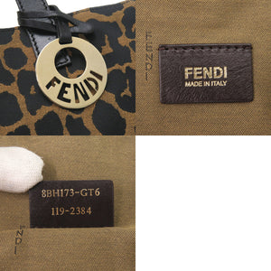 美品 フェンディ レオパード柄 8BH173-GT6 キャンバス レザー ブラウン トートバッグ 0708【中古】FENDI