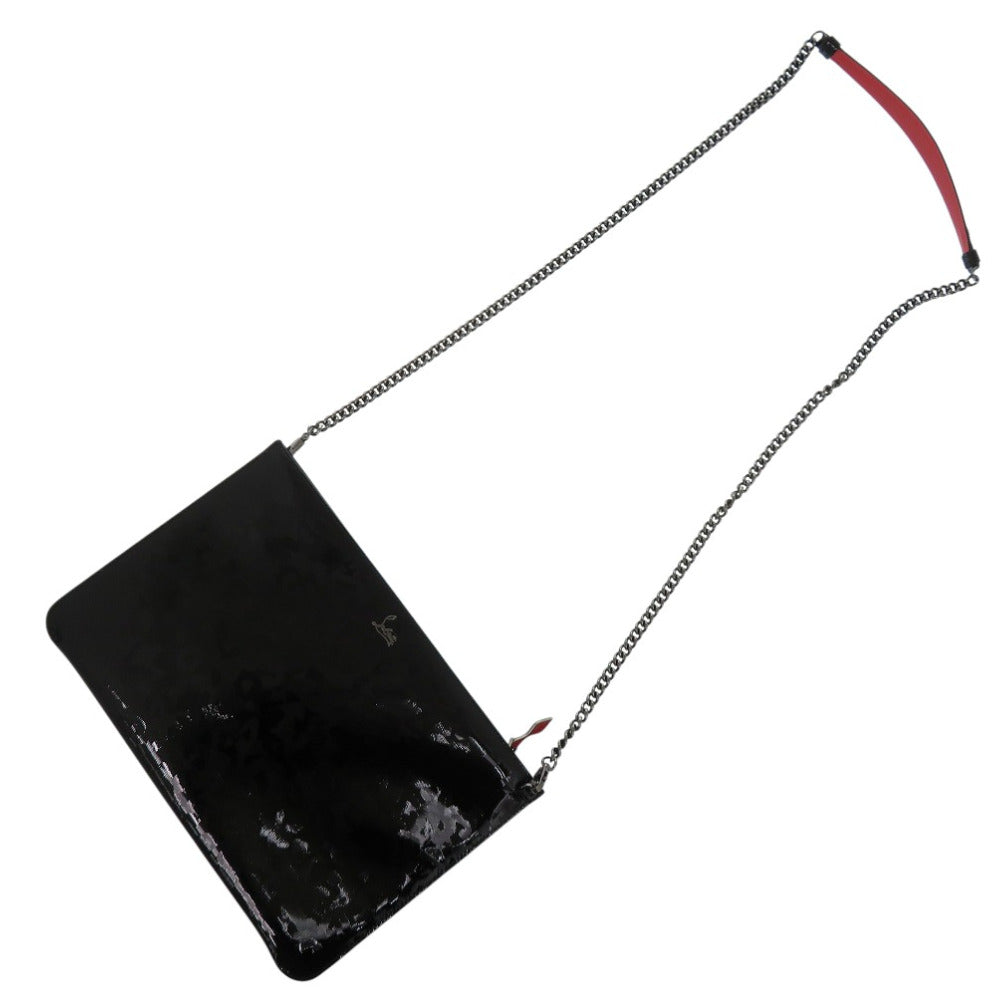 美品 クリスチャンルブタン 2way チェーンクラッチバッグ ルビポッシュ パテントレザー ブラック クラッチバッグ 黒 0713【中古】Christian Louboutin