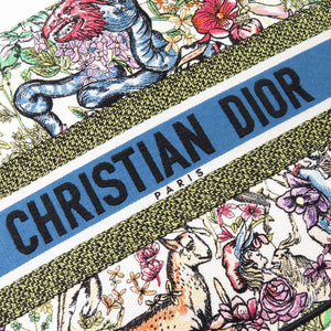 新品同様 クリスチャン ディオール ブックトート ミディアムトートバッグ キャンバス ホワイト 0723【中古】Christian Dior