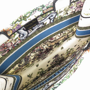 新品同様 クリスチャン ディオール ブックトート ミディアムトートバッグ キャンバス ホワイト 0723【中古】Christian Dior