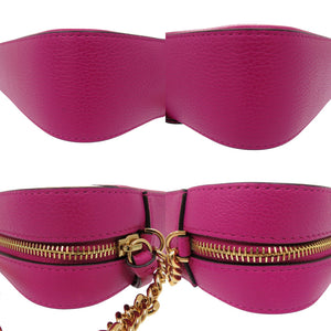 未使用 ヴェルサーチ ヴィルトゥス VIRTUS チェーン ショルダーバッグ ポーチ メタルアイコン レザー ピンク 0727【中古】VERSACE