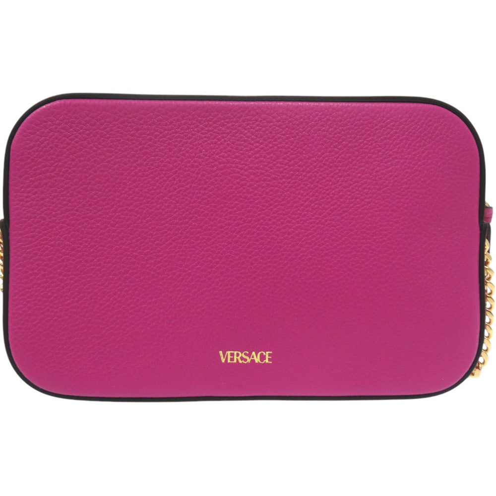 未使用 ヴェルサーチ ヴィルトゥス VIRTUS チェーン ショルダーバッグ ポーチ メタルアイコン レザー ピンク 0727【中古】VERSACE