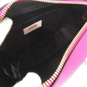 未使用 ヴェルサーチ ヴィルトゥス VIRTUS チェーン ショルダーバッグ ポーチ メタルアイコン レザー ピンク 0727【中古】VERSACE