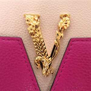 未使用 ヴェルサーチ ヴィルトゥス VIRTUS チェーン ショルダーバッグ ポーチ メタルアイコン レザー ピンク 0727【中古】VERSACE