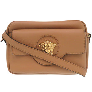 未使用 ヴェルサーチ メデューサ ショルダーバッグ キャメル エンブレム レザー キャメル 0728【中古】VERSACE