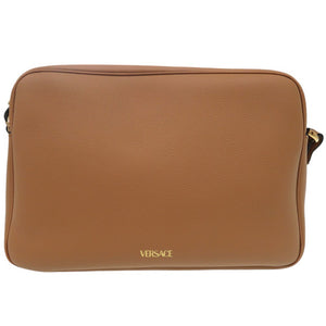 未使用 ヴェルサーチ メデューサ ショルダーバッグ キャメル エンブレム レザー キャメル 0728【中古】VERSACE