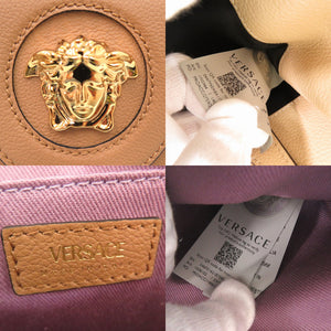 未使用 ヴェルサーチ メデューサ ショルダーバッグ キャメル エンブレム レザー キャメル 0728【中古】VERSACE