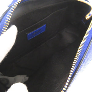 未使用 ヴェルサーチ ヴィルトゥス VIRTUS チェーン ショルダーバッグ ポーチ メタルアイコン レザー ブルー 0729【中古】VERSACE