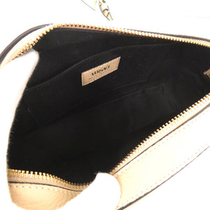 新品同様 ヴェルサーチ ヴィルトゥス VIRTUS チェーン ショルダーバッグ ベージュ ポーチ メタルアイコン レザー 0730【中古】VERSACE