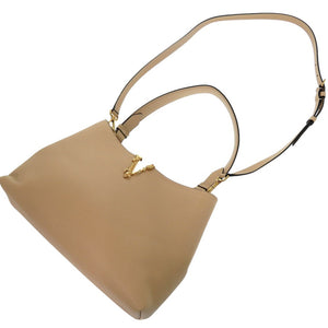 未使用 ヴェルサーチ ヴィルトゥス VIRTUS 2WAY チェーン ショルダーバッグ メタルアイコン ハンドバッグ レザー ベージュ 0731【中古】VERSACE