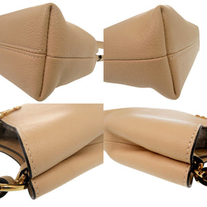 未使用 ヴェルサーチ ヴィルトゥス VIRTUS 2WAY チェーン ショルダーバッグ メタルアイコン ハンドバッグ レザー ベージュ 0731【中古】VERSACE