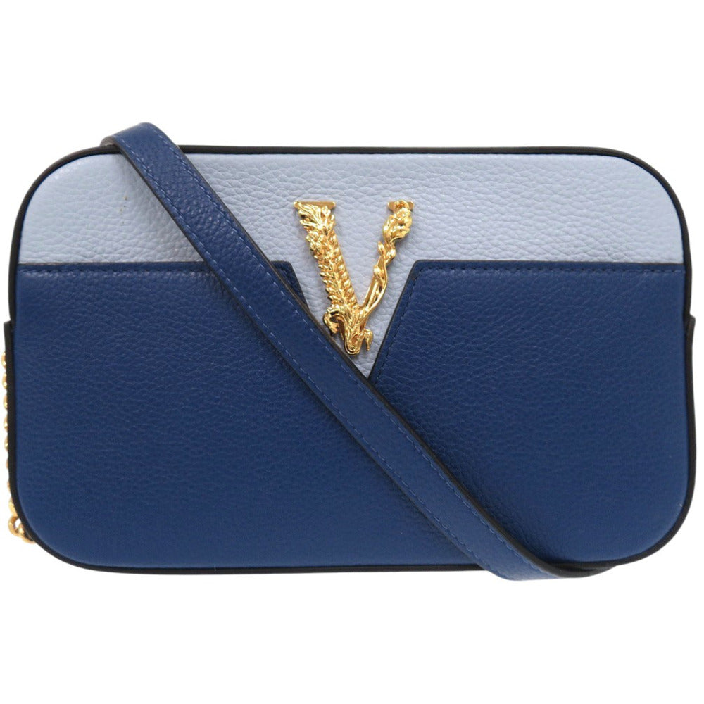 新品同様 ヴェルサーチ ヴィルトゥス VIRTUS チェーン ショルダーバッグ ポーチ メタルアイコン レザー 0735【中古】VERSACE