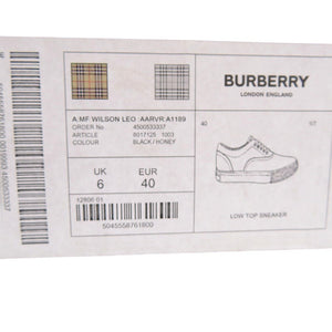 新品同様 バーバリー レオパード切替 ロートップスニーカー UK6 26cm 8017125 A1189 スニーカー キャンバス ブラック／ハニー 0753【中古】BURBERRY