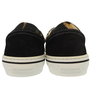 新品同様 バーバリー レオパード切替 ロートップスニーカー UK6 26cm 8017125 A1189 スニーカー キャンバス ブラック／ハニー 0753【中古】BURBERRY