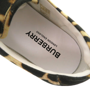 新品同様 バーバリー レオパード切替 ロートップスニーカー UK6 26cm 8017125 A1189 スニーカー キャンバス ブラック／ハニー 0753【中古】BURBERRY