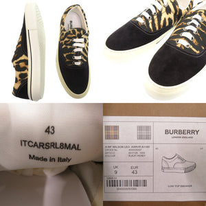 未使用品 バーバリー レオパード切替 ロートップ ローカット スニーカー 27.5cm 8017125 A1189 キャンバス スウェード ブラック ハニー 0754【中古】BURBERRY