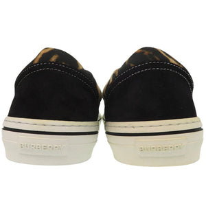 未使用品 バーバリー レオパード切替 ロートップ ローカット スニーカー 27.5cm 8017125 A1189 キャンバス スウェード ブラック ハニー 0754【中古】BURBERRY