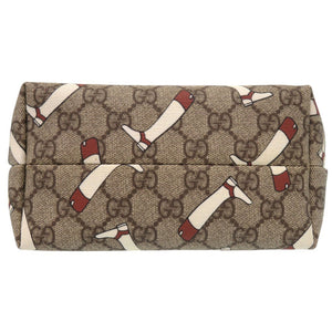 美品 グッチ GG柄 トートバッグ PVC ブーツ柄 GGスプリーム ブラウン 0786【中古】GUCCI
