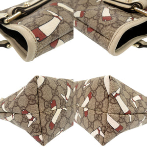 美品 グッチ GG柄 トートバッグ PVC ブーツ柄 GGスプリーム ブラウン 0786【中古】GUCCI