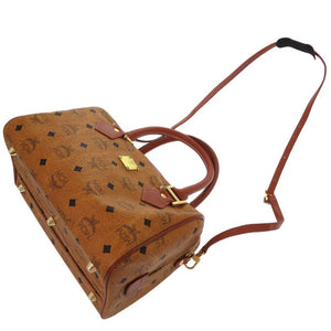 美品 エム シー エム 2WAY ミニボストンバッグ MYZCAT08QH001 ハンドバッグ PVCコーティングキャンバス ブラウン 0789【中古】MCM