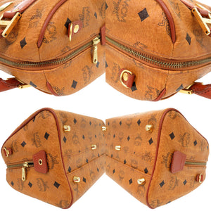 美品 エム シー エム 2WAY ミニボストンバッグ MYZCAT08QH001 ハンドバッグ PVCコーティングキャンバス ブラウン 0789【中古】MCM