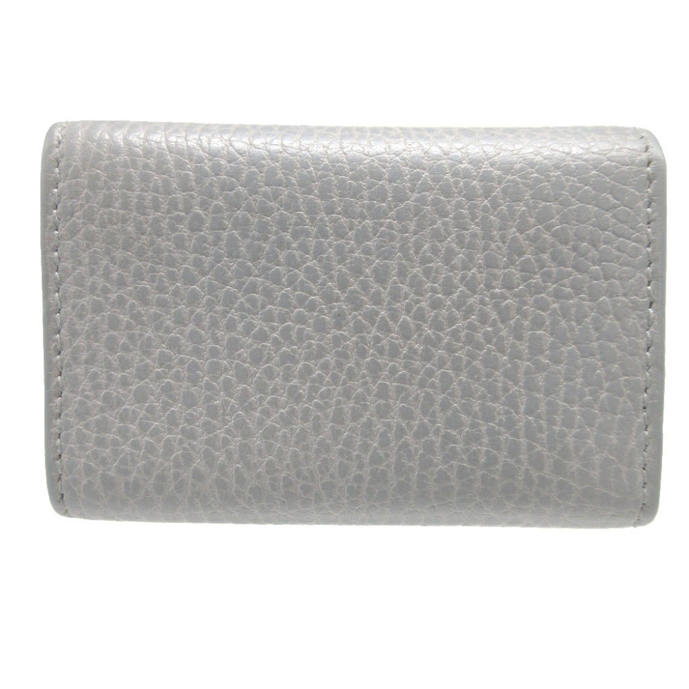 美品 グッチ GGマーモント 456118 レザー グレー 6連 キーケース 0797【中古】GUCCI