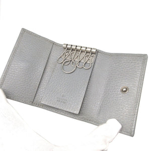 美品 グッチ GGマーモント 456118 レザー グレー 6連 キーケース 0797【中古】GUCCI