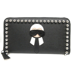 新品同様 フェンディ カーリト カールラガーフェルド 8M0299 レザー ブラック 黒 ラウンドファスナー長財布 財布 0799【中古】FENDI