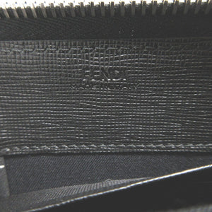 新品同様 フェンディ カーリト カールラガーフェルド 8M0299 レザー ブラック 黒 ラウンドファスナー長財布 財布 0799【中古】FENDI