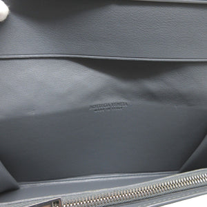 美品 ボッテガヴェネタ マキシイントレチャート レザー グレー 2つ折り長財布 財布 0801【中古】BOTTEGA VENETA