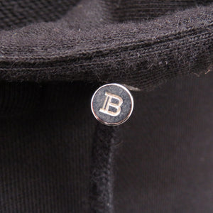 美品 バルマン ロゴプリント スウェットフーディー Sサイズ 長袖 SJT047GC87 パーカーコットン ブラック 0803【中古】BALMAIN