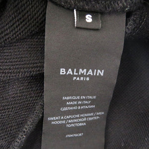 美品 バルマン ロゴプリント スウェットフーディー Sサイズ 長袖 SJT047GC87 パーカーコットン ブラック 0803【中古】BALMAIN