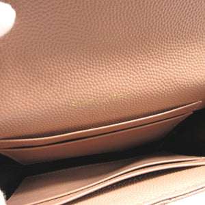 新品同様 サンローランパリ 414404 カサンドラ レザー ピンクベージュ ロゴ カードケース 財布 0859【中古】SAINT LAURENT PARIS